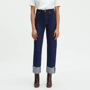 Levi's Ribcage Straight Selvedge cuffed jeans